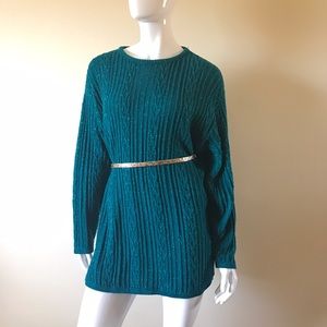 DIANE VON FURSTENBERG Color Teal Glitter Sweater M